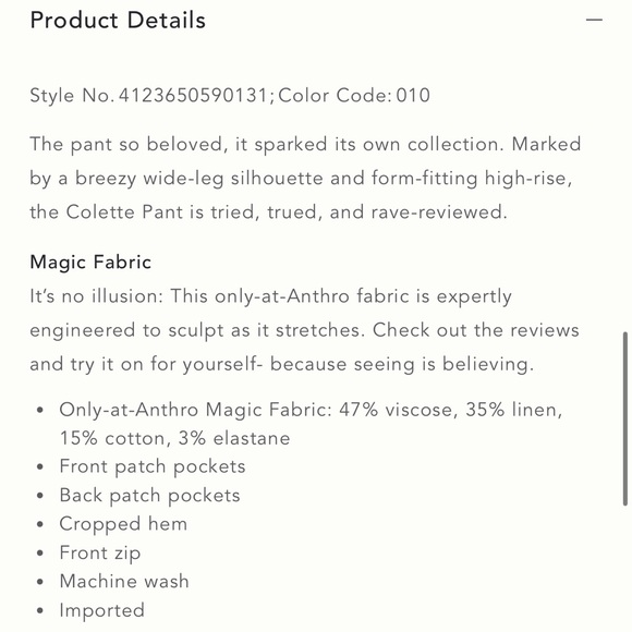 The Colette Magic Fabric Crop Wide-Leg Pants by Maeve - Olive, Sz 33, NWT - Picture 2 of 10